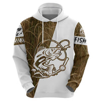 Walleye Fishing Hoodie with Reeds Background and Custom Name Design - Wonder Print Shop