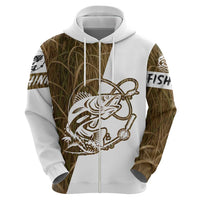 Walleye Fishing Hoodie with Reeds Background and Custom Name Design - Wonder Print Shop