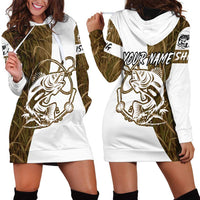 Walleye Fishing Hoodie Dress with Reeds Background and Custom Name Design - Wonder Print Shop