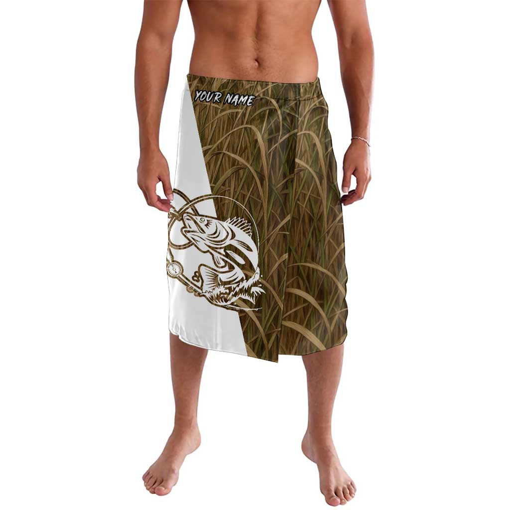 Walleye Fishing Lavalava with Reeds Background and Custom Name Design - Wonder Print Shop