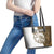 Walleye Fishing Leather Tote Bag with Reeds Background and Custom Name Design - Wonder Print Shop