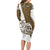 Walleye Fishing Long Sleeve Bodycon Dress with Reeds Background and Custom Name Design - Wonder Print Shop