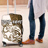 Walleye Fishing Luggage Cover with Reeds Background and Custom Name Design - Wonder Print Shop