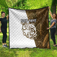 Walleye Fishing Quilt with Reeds Background and Custom Name Design - Wonder Print Shop
