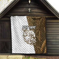 Walleye Fishing Quilt with Reeds Background and Custom Name Design - Wonder Print Shop