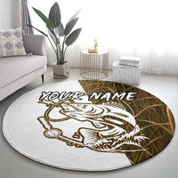 Walleye Fishing Round Carpet with Reeds Background and Custom Name Design - Wonder Print Shop