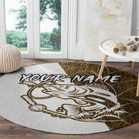 Walleye Fishing Round Carpet with Reeds Background and Custom Name Design - Wonder Print Shop