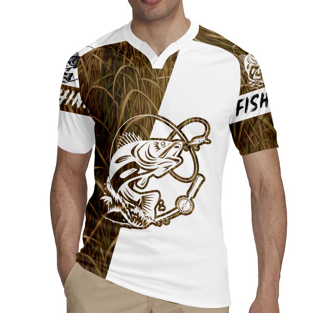 Walleye Fishing Rugby Jersey with Reeds Background and Custom Name Design - Wonder Print Shop