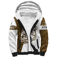 Walleye Fishing Sherpa Hoodie with Reeds Background and Custom Name Design - Wonder Print Shop