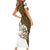 Walleye Fishing Short Sleeve Bodycon Dress with Reeds Background and Custom Name Design - Wonder Print Shop