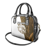 Walleye Fishing Shoulder Handbag with Reeds Background and Custom Name Design - Wonder Print Shop
