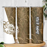 Walleye Fishing Skinny Tumbler with Reeds Background and Custom Name Design - Wonder Print Shop