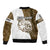 Walleye Fishing Sleeve Zip Bomber Jacket with Reeds Background and Custom Name Design - Wonder Print Shop
