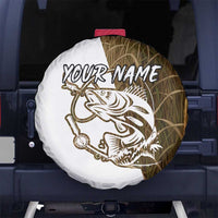 Walleye Fishing Spare Tire Cover with Reeds Background and Custom Name Design - Wonder Print Shop