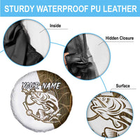 Walleye Fishing Spare Tire Cover with Reeds Background and Custom Name Design - Wonder Print Shop