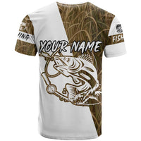Walleye Fishing T Shirt with Reeds Background and Custom Name Design - Wonder Print Shop