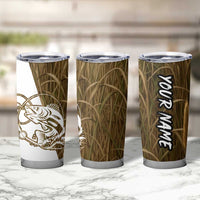 Walleye Fishing Tumbler Cup with Reeds Background and Custom Name Design - Wonder Print Shop
