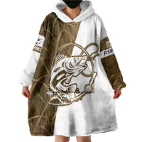 Walleye Fishing Wearable Blanket Hoodie with Reeds Background and Custom Name Design - Wonder Print Shop