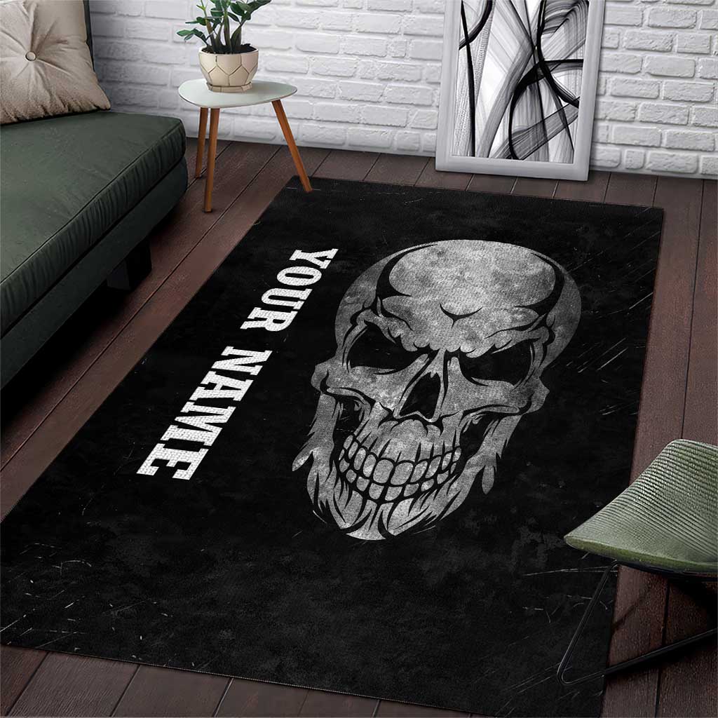 Bowling Skull Area Rug with American Flag and Custom Name Text Design - Wonder Print Shop
