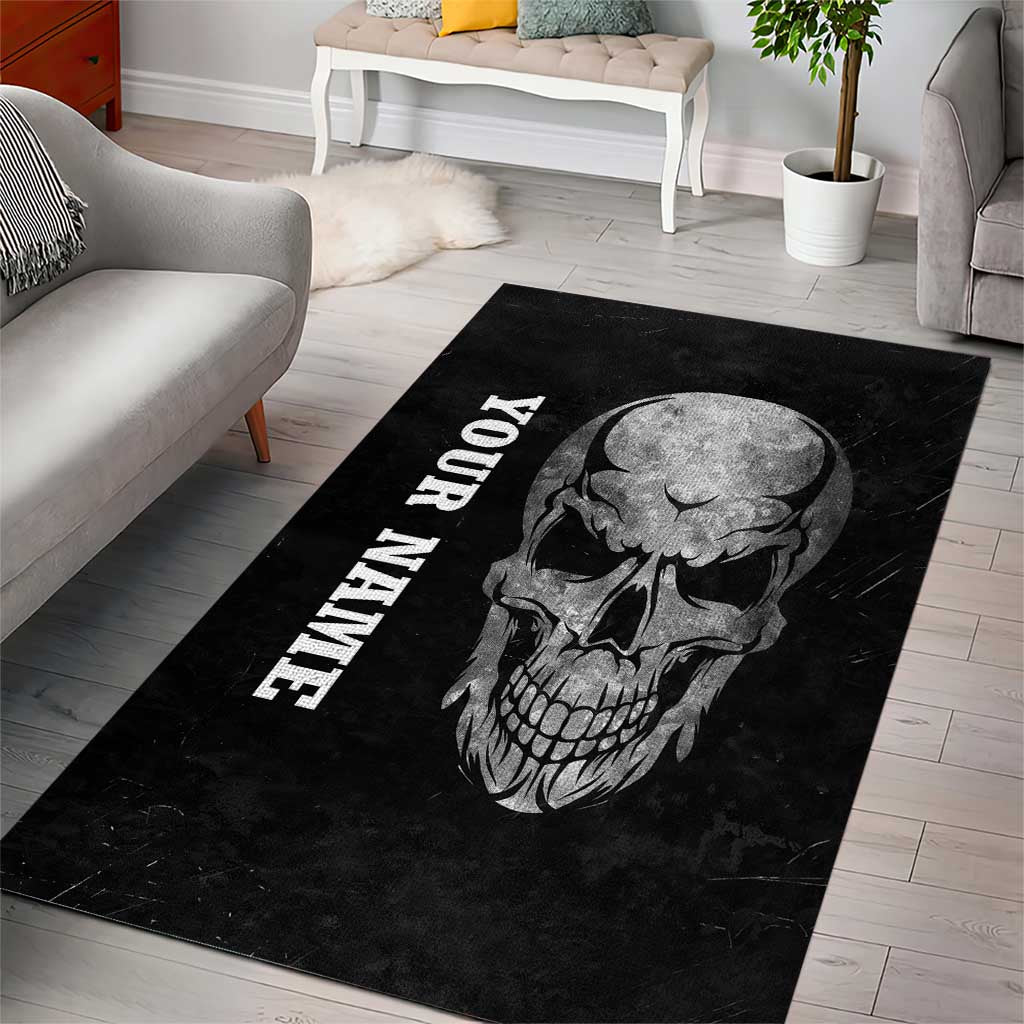 Bowling Skull Area Rug with American Flag and Custom Name Text Design - Wonder Print Shop