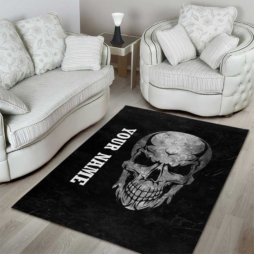Bowling Skull Area Rug with American Flag and Custom Name Text Design - Wonder Print Shop