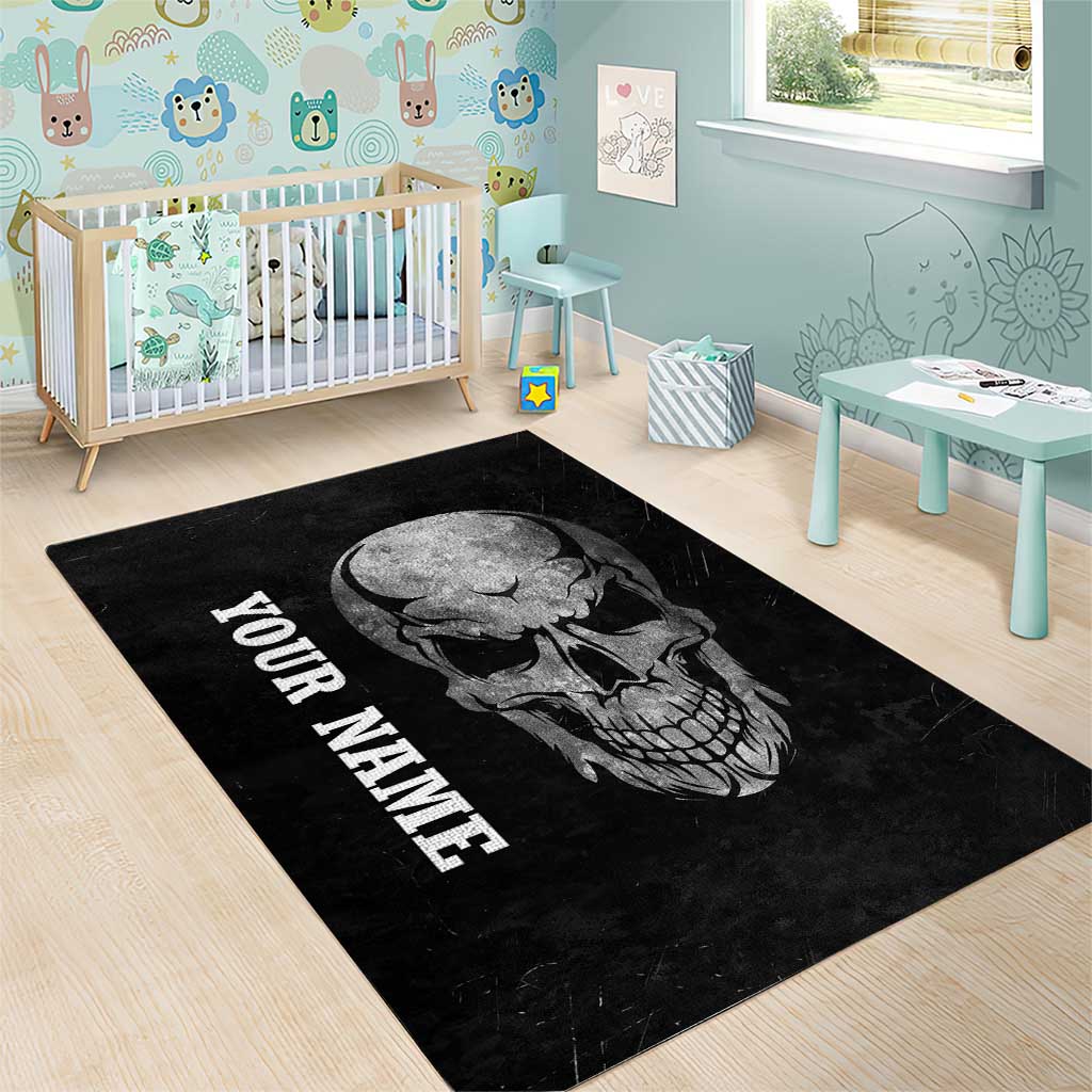 Bowling Skull Area Rug with American Flag and Custom Name Text Design - Wonder Print Shop