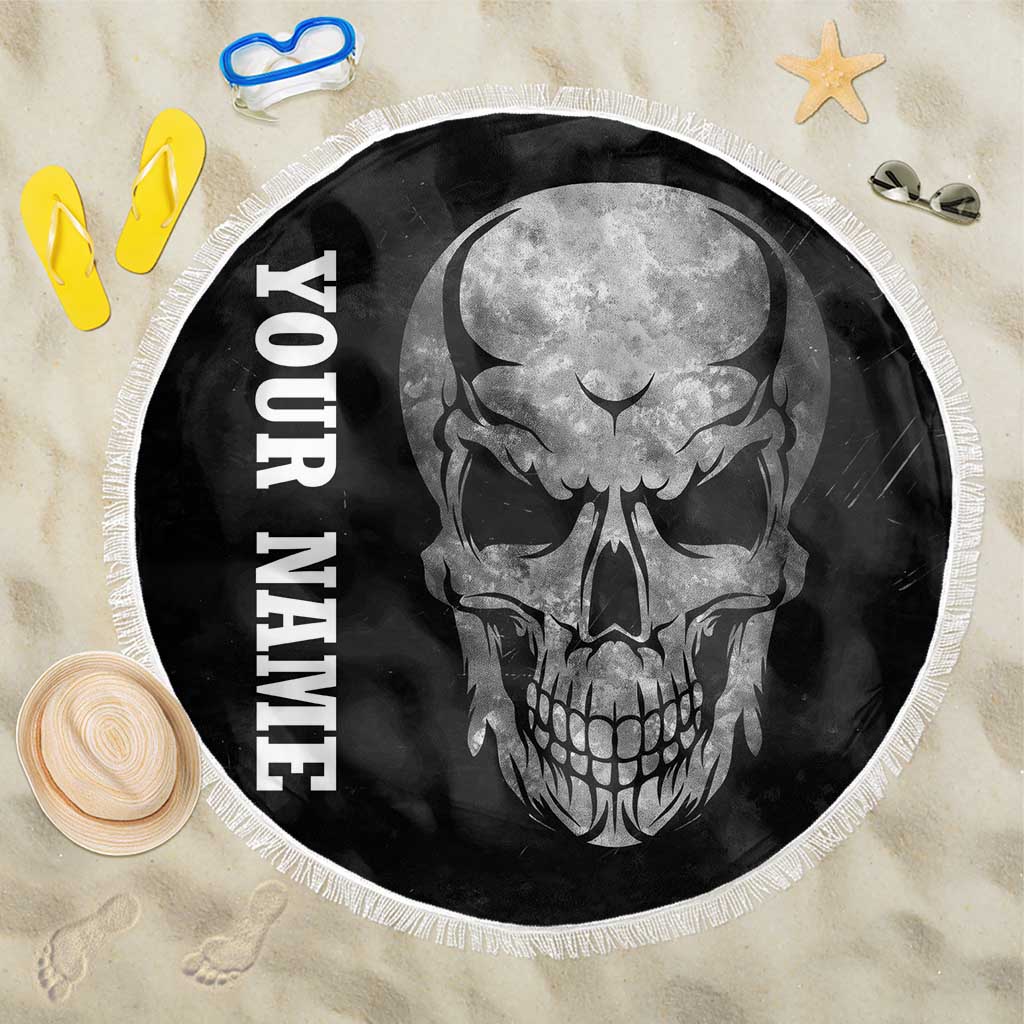 Bowling Skull Beach Blanket with American Flag and Custom Name Text Design - Wonder Print Shop