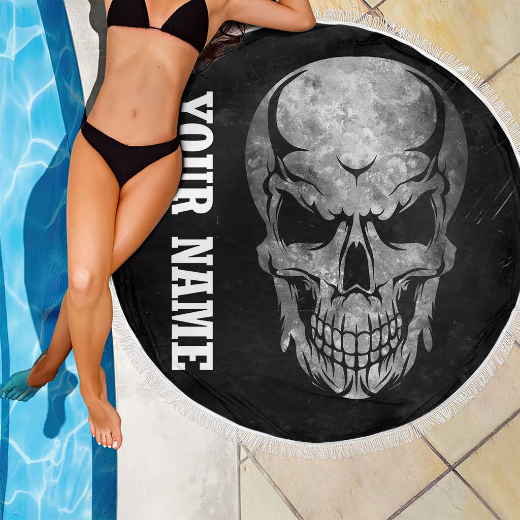 Bowling Skull Beach Blanket with American Flag and Custom Name Text Design - Wonder Print Shop