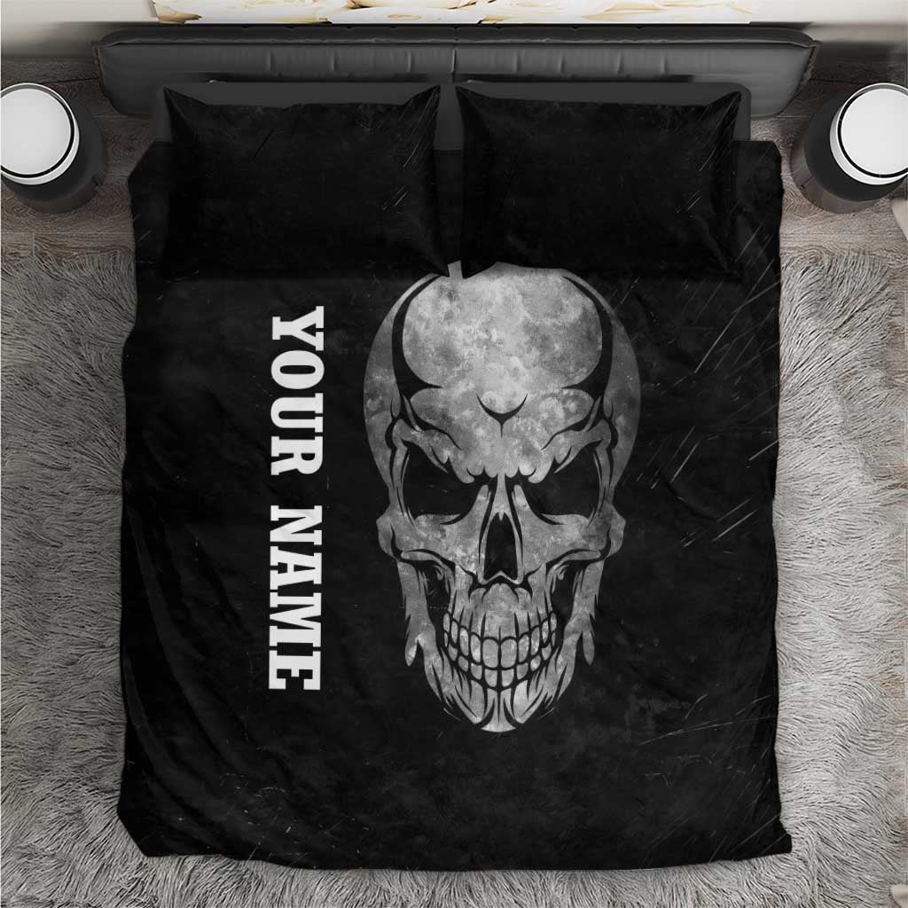Bowling Skull Bedding Set with American Flag and Custom Name Text Design - Wonder Print Shop