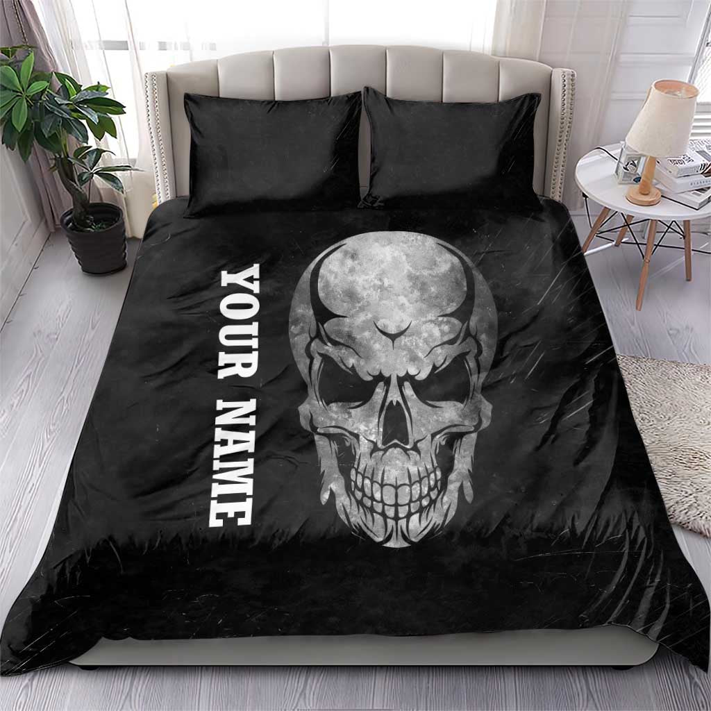 Bowling Skull Bedding Set with American Flag and Custom Name Text Design - Wonder Print Shop