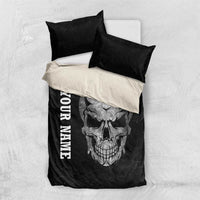 Bowling Skull Bedding Set with American Flag and Custom Name Text Design - Wonder Print Shop