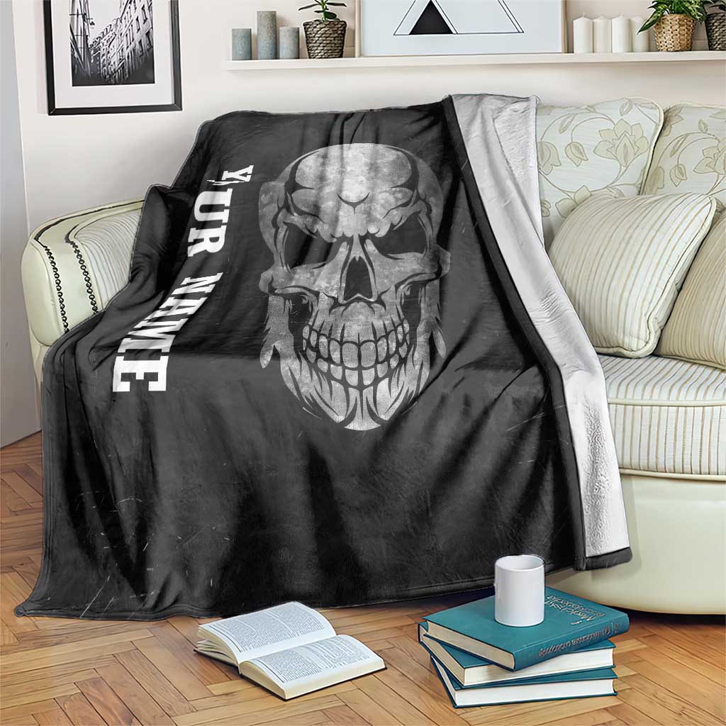 Bowling Skull Blanket with American Flag and Custom Name Text Design - Wonder Print Shop