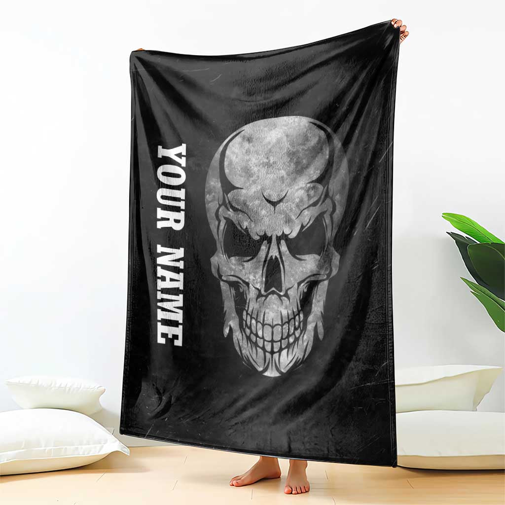 Bowling Skull Blanket with American Flag and Custom Name Text Design - Wonder Print Shop