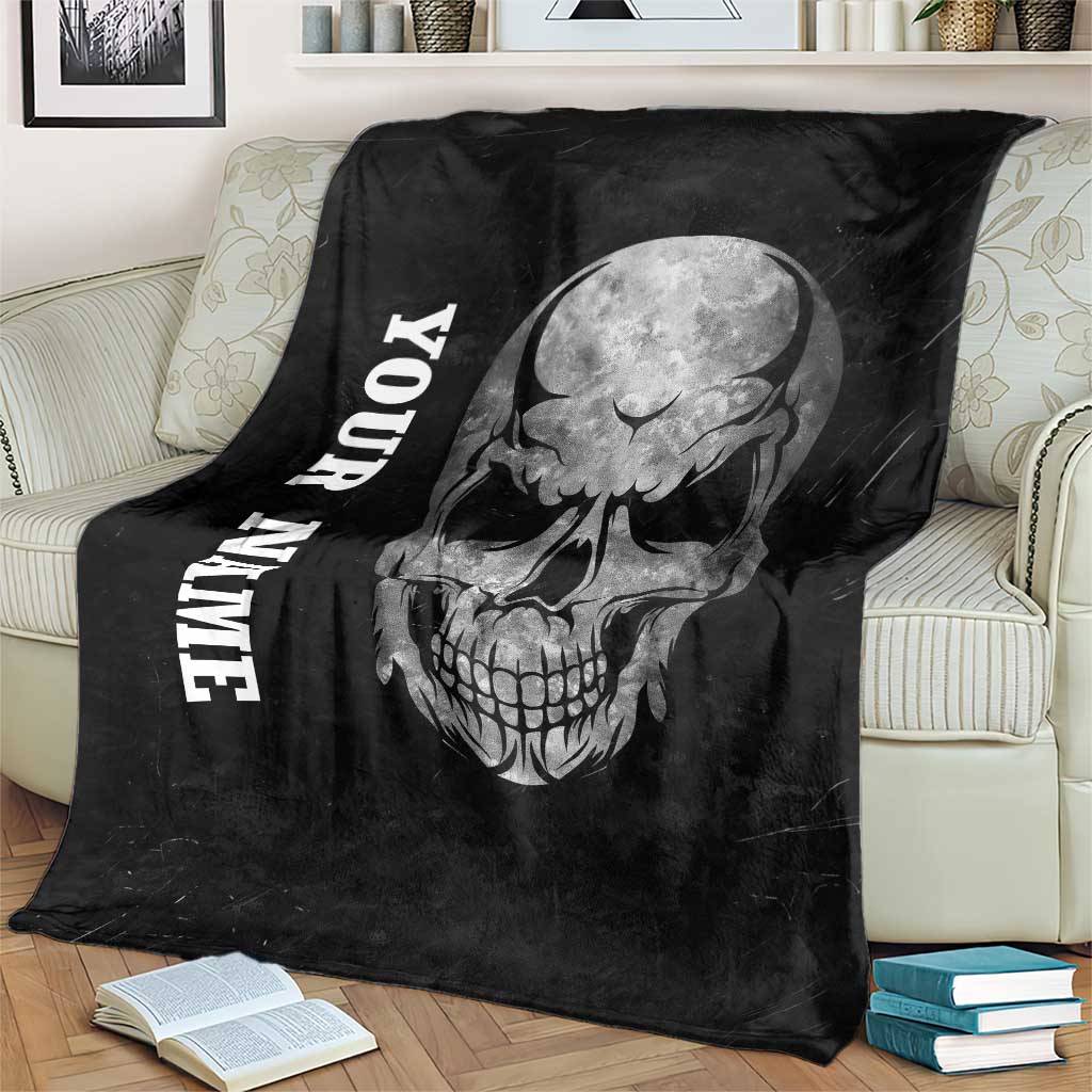 Bowling Skull Blanket with American Flag and Custom Name Text Design - Wonder Print Shop