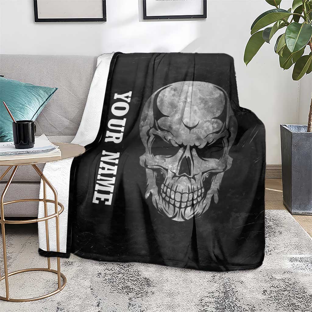 Bowling Skull Blanket with American Flag and Custom Name Text Design - Wonder Print Shop