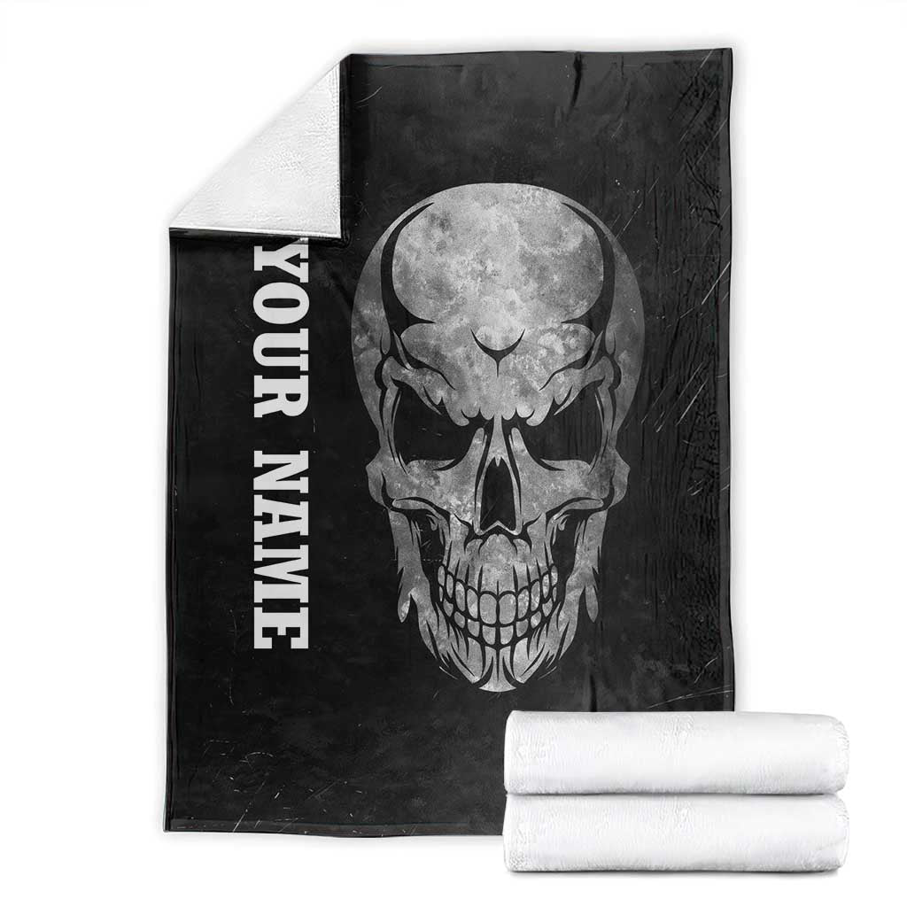 Bowling Skull Blanket with American Flag and Custom Name Text Design - Wonder Print Shop