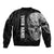Bowling Skull Bomber Jacket with American Flag and Custom Name Text Design - Wonder Print Shop
