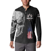 Bowling Skull Button Sweatshirt with American Flag and Custom Name Text Design - Wonder Print Shop