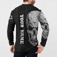 Bowling Skull Button Sweatshirt with American Flag and Custom Name Text Design - Wonder Print Shop