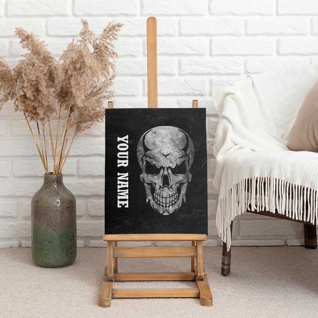 Bowling Skull Canvas Wall Art with American Flag and Custom Name Text Design - Wonder Print Shop