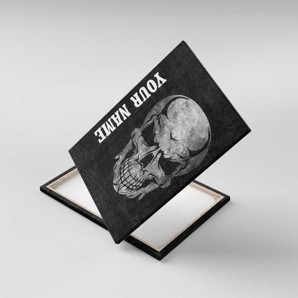 Bowling Skull Canvas Wall Art with American Flag and Custom Name Text Design - Wonder Print Shop