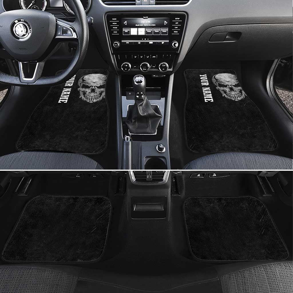 Bowling Skull Car Mats with American Flag and Custom Name Text Design - Wonder Print Shop