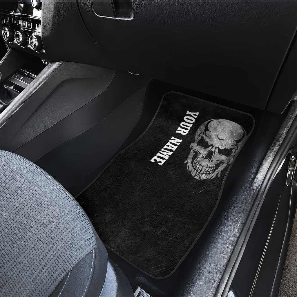 Bowling Skull Car Mats with American Flag and Custom Name Text Design - Wonder Print Shop