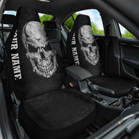 Bowling Skull Car Seat Cover with American Flag and Custom Name Text Design - Wonder Print Shop