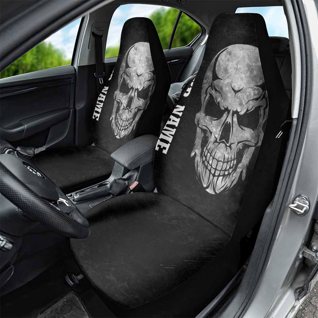 Bowling Skull Car Seat Cover with American Flag and Custom Name Text Design - Wonder Print Shop