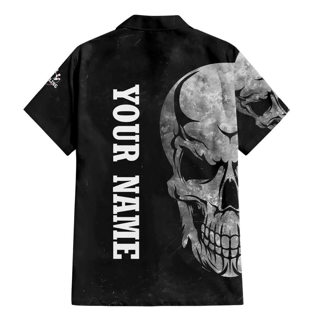 Bowling Skull Family Matching Mermaid Dress and Hawaiian Shirt with American Flag and Custom Name Text Design - Wonder Print Shop