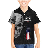 Bowling Skull Family Matching Mermaid Dress and Hawaiian Shirt with American Flag and Custom Name Text Design - Wonder Print Shop