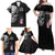Bowling Skull Family Matching Off Shoulder Maxi Dress and Hawaiian Shirt with American Flag and Custom Name Text Design - Wonder Print Shop