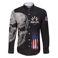 Bowling Skull Family Matching Puletasi and Hawaiian Shirt with American Flag and Custom Name Text Design - Wonder Print Shop