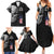 Bowling Skull Family Matching Summer Maxi Dress and Hawaiian Shirt with American Flag and Custom Name Text Design - Wonder Print Shop
